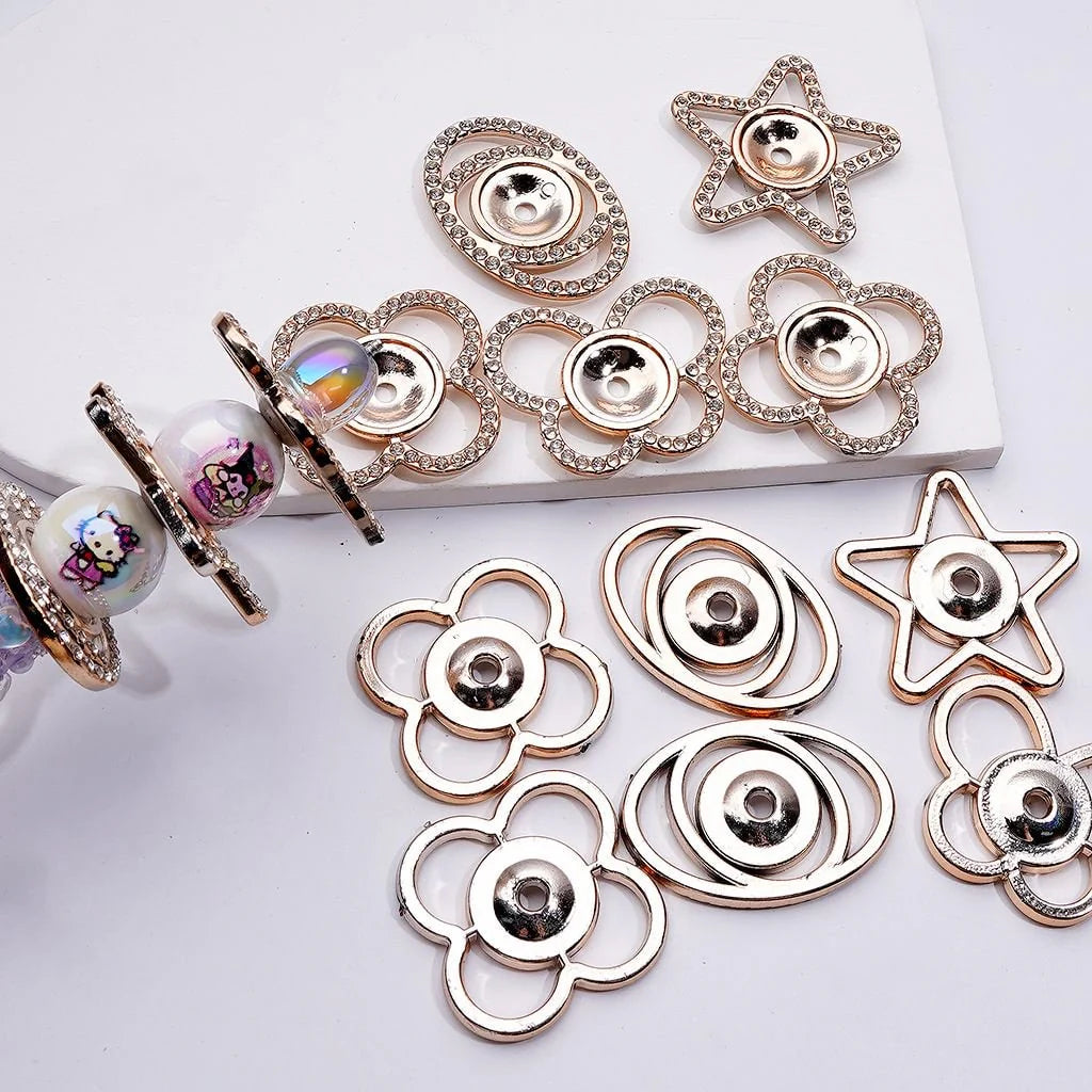 z-Gold Acrylic Star Butterfly Planet with Clear Rhinestones Jewelry Accessories Spacer, Random Mix