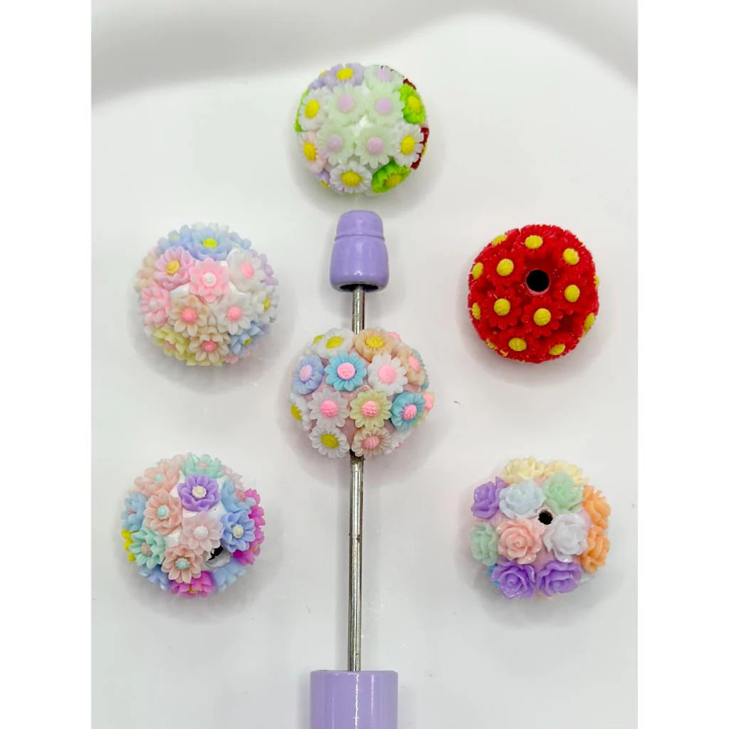 z-Multi Small Flower Floral Clay Beads, 20mm, READ DESCRIPTION
