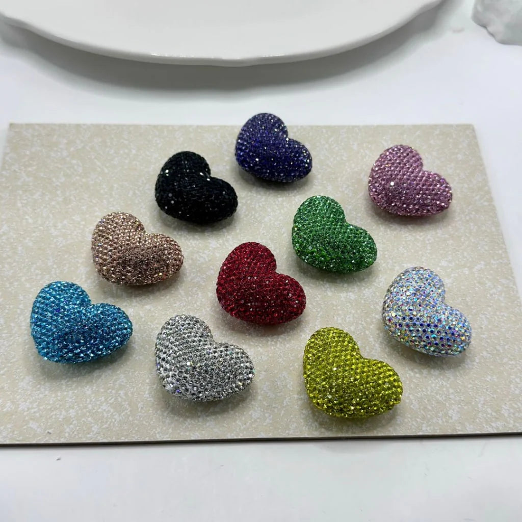 z-Bling Bling Colorful Rhinestones Heart Shape Clay Beads, 28*30MM
