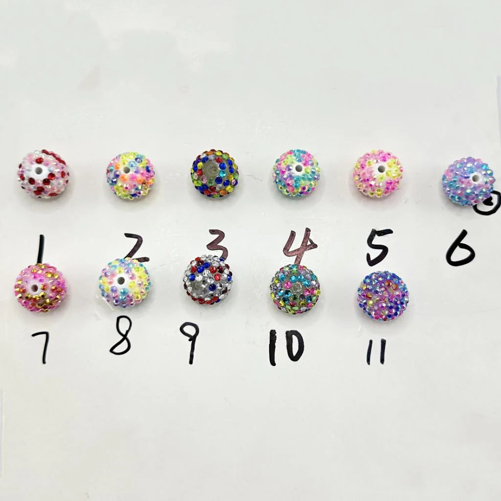 z-Multicolor Acrylic Rhinestone Beads with Colorful Rhinestones, 20mm, Random Mix