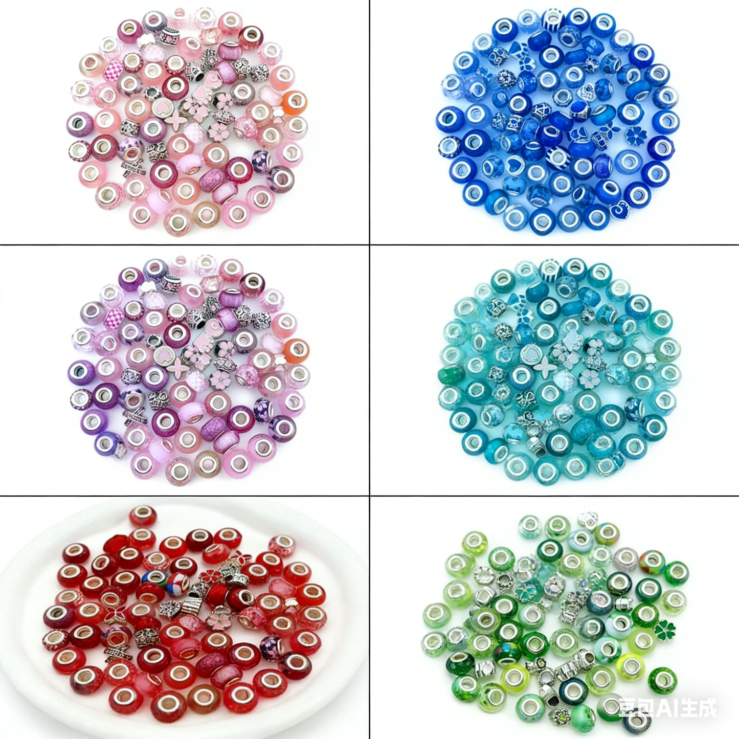 Mix of Metal and Acrylic Beads with Big Hole