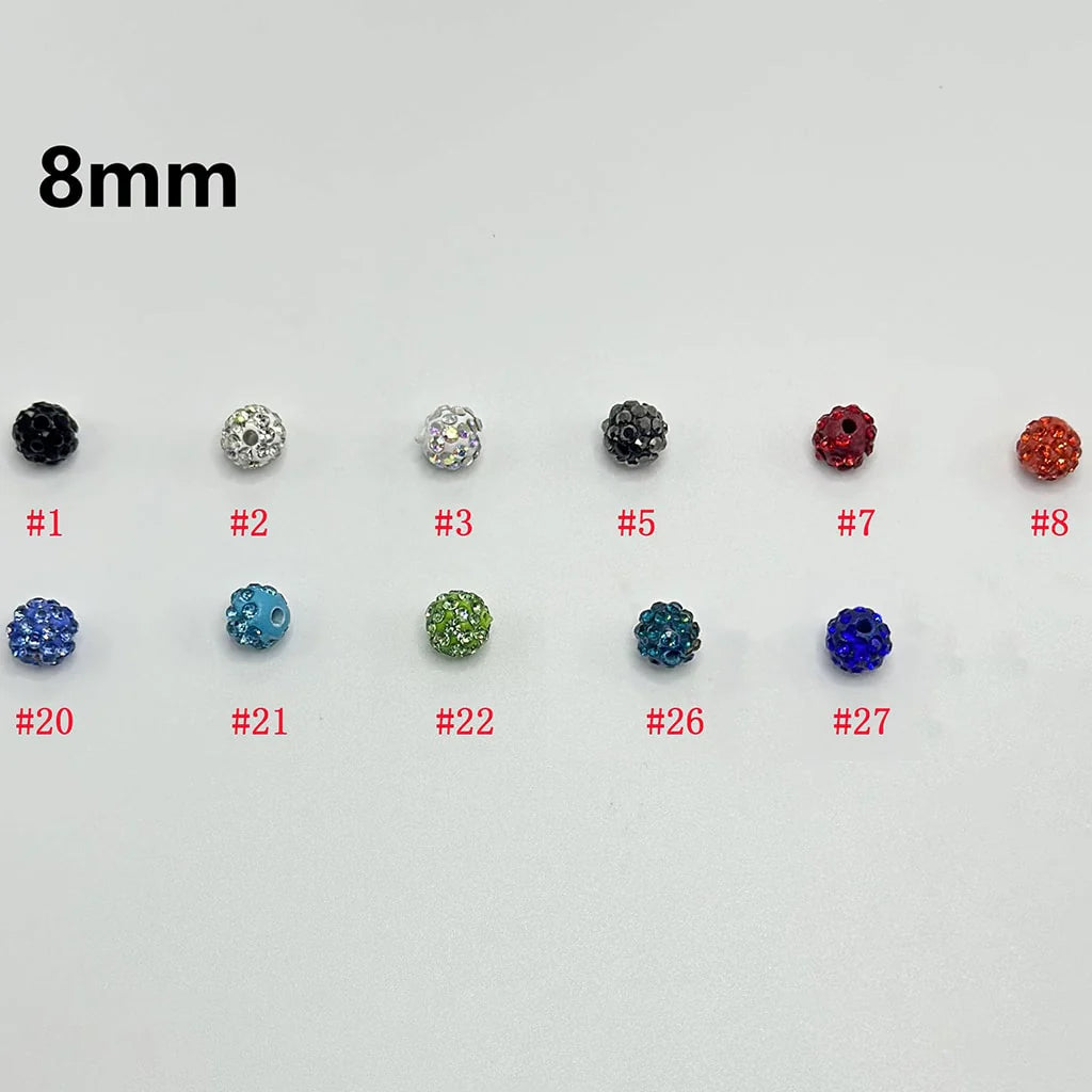 z-Bling Bling Sparkling Clay Beads with Acrylic Rhinestones, 8mm
