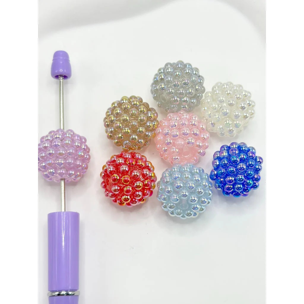 z-Round Acrylic Beads with Small Pearls in Solid Colors, Random Mix, 20MM