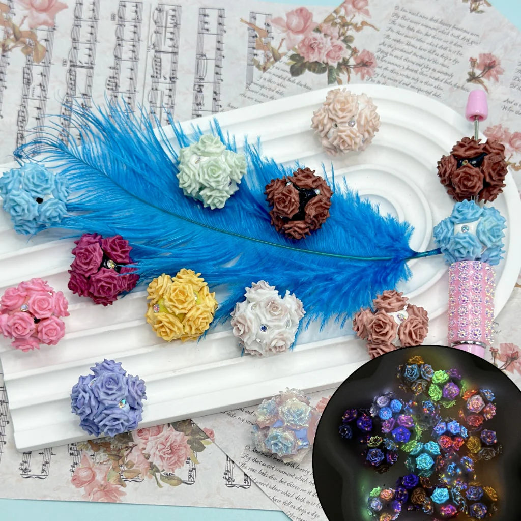 z-Luminous Cute Multi-Color Flowers AB Color Mini Rhinestones Round Clay Beads, Random Mix, Around 23MM