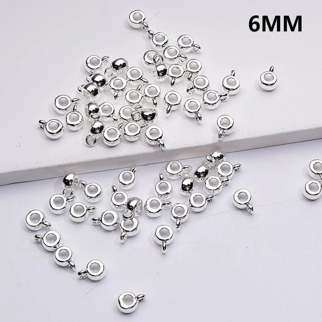z-Gold & Silver Color Metal Beads with Mini Bail Hanger Spacer, 6 MM