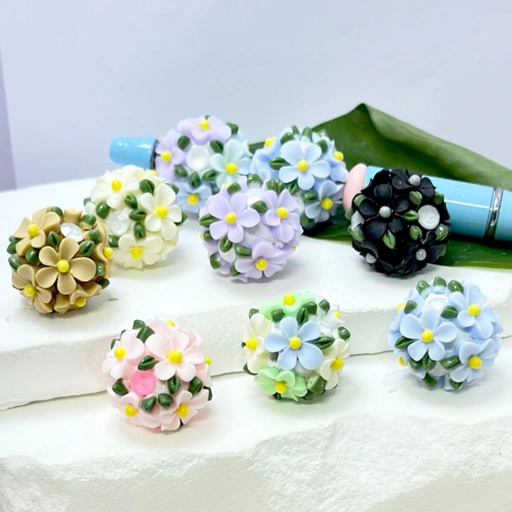 z-Multi-Color Cute Flowers Shiny Zircon Rhinestones Clay Beads, 20MM, Please Read the Description