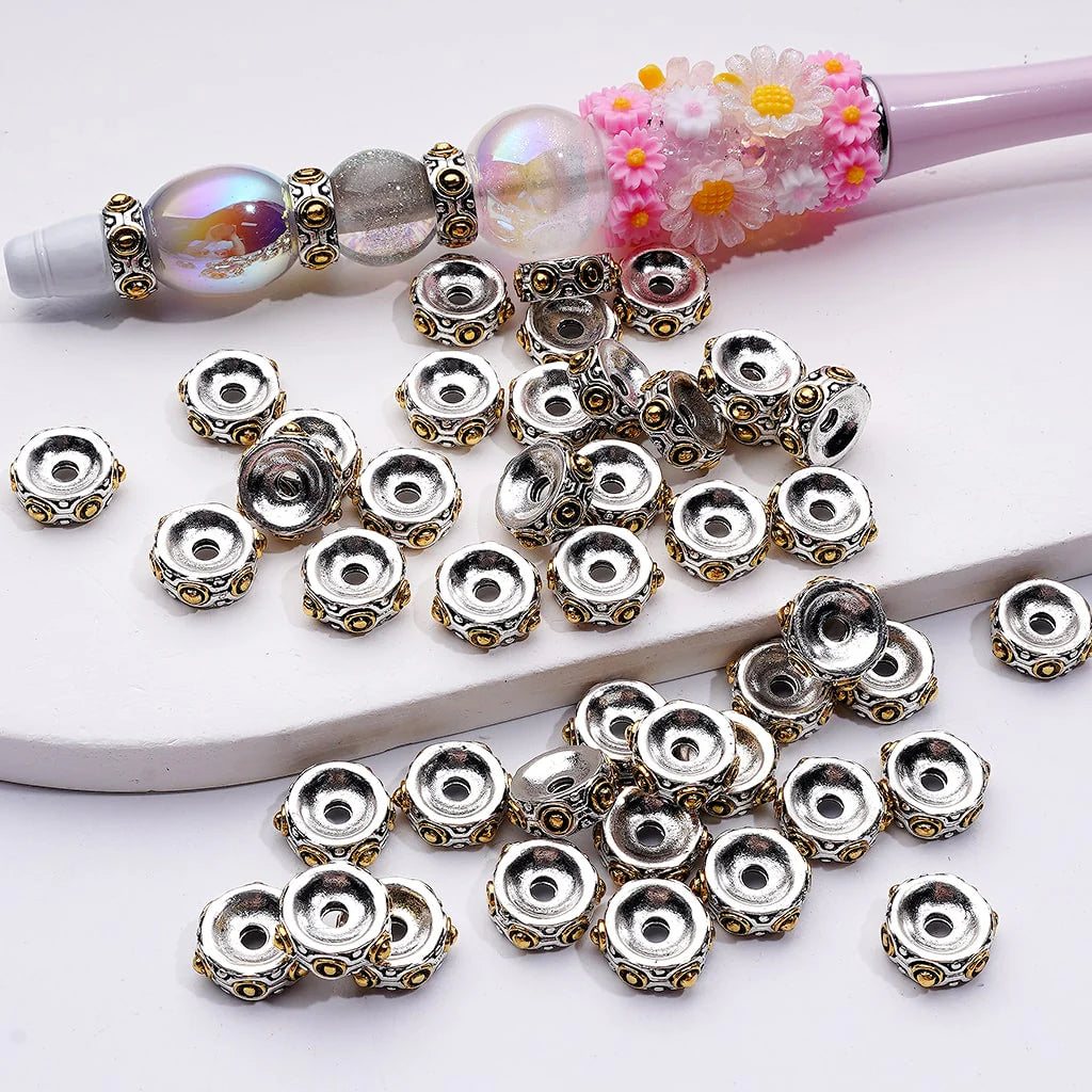 z-Mini Vintage Silver Gold Alloy Round Spacer, 10MM