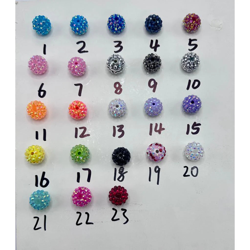 z-Bling Bling Sparkling Beads with Acrylic Rhinestones, 16mm