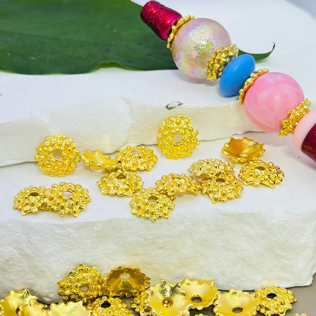 z-Delicate Gold & Silver Metal Flower Bead Cage Caps Spacers, 12MM