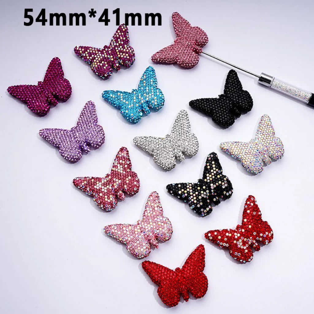 z-Exquisite Multi-Color Butterfly Clay Beads with Shiny Rhinestones, 54*41MM