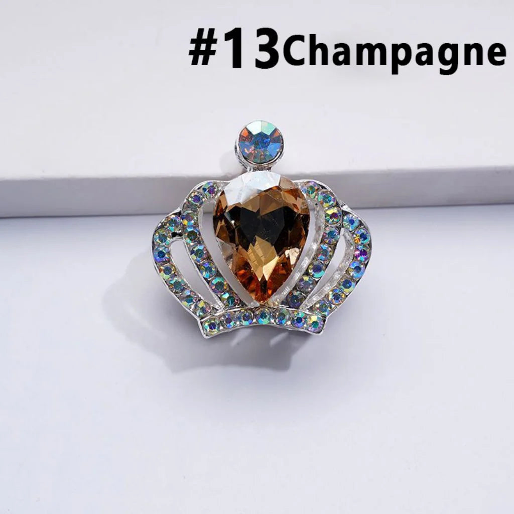 z-Silver Color Metal Beads with Bling Bling Crown with Mini Colorful Water Drops AB Rhinestones 24*23MM