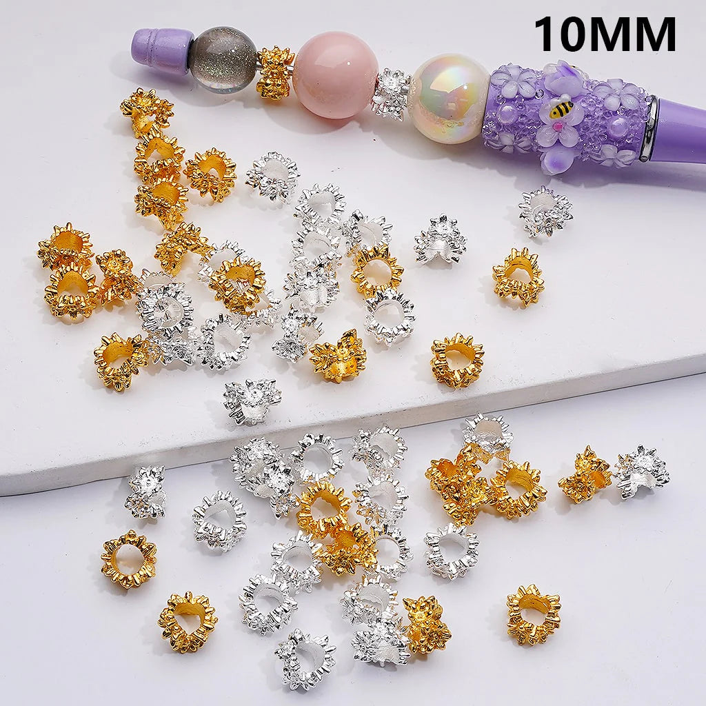 z-Gold Siver Alloy Flowers Irregual Shape Spacer Beads, 10MM
