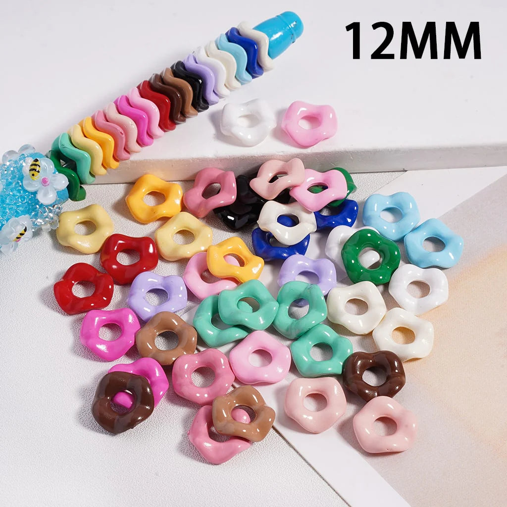z-Glossy Cute Multi-Color Wavy Shape Acrylic Spacer Beads, 12MM (With Stoving Varnish Process) // (Single Color is available for 500pcs(Whole Bag) Only)