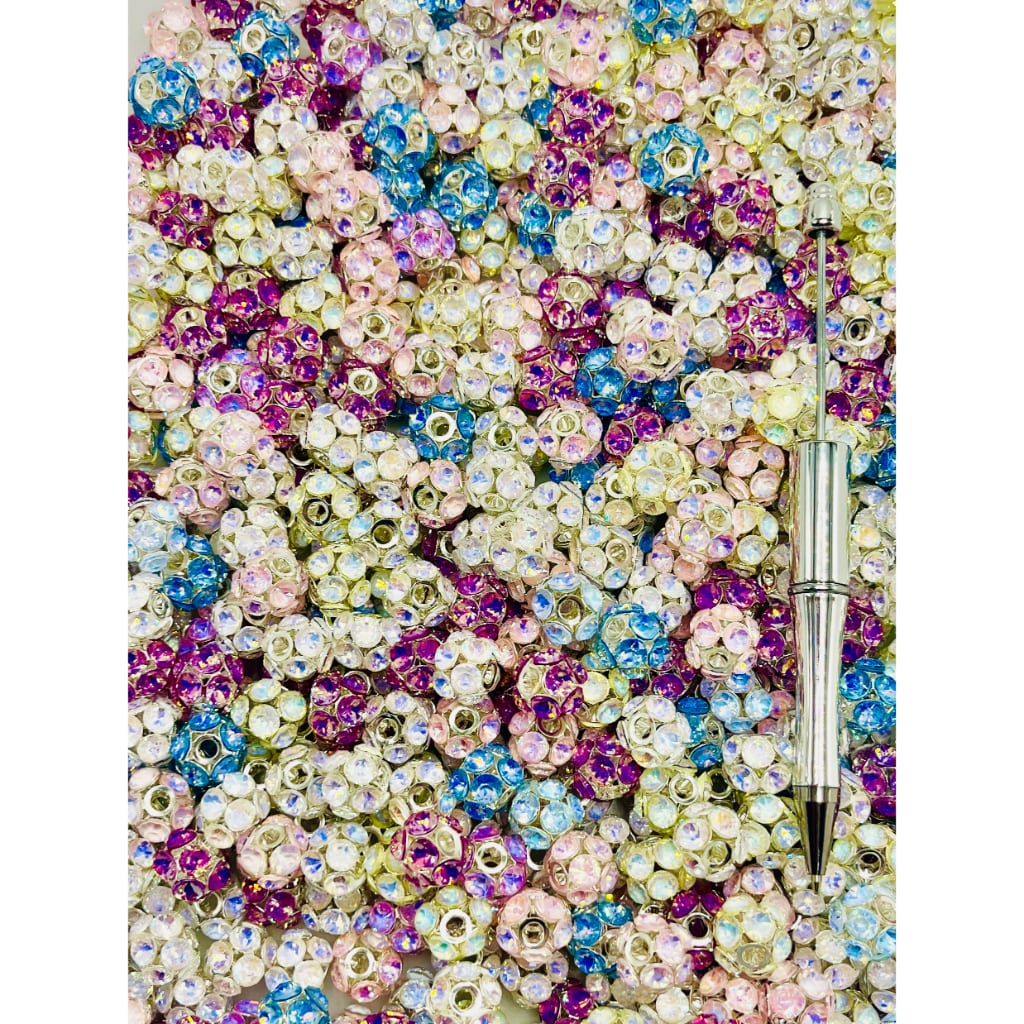 z-Metal Beads Sparkling Crystal Rhinestones, Random Mix, 14mm by 12mm, ZY