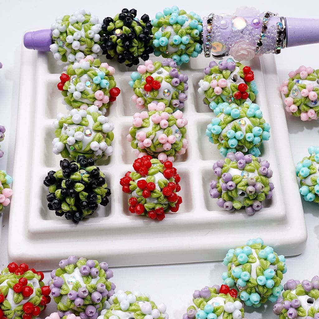 z-Cute Cherries Mini AB Rhinestones Round Clay Beads, Around 22MM, Random Mix