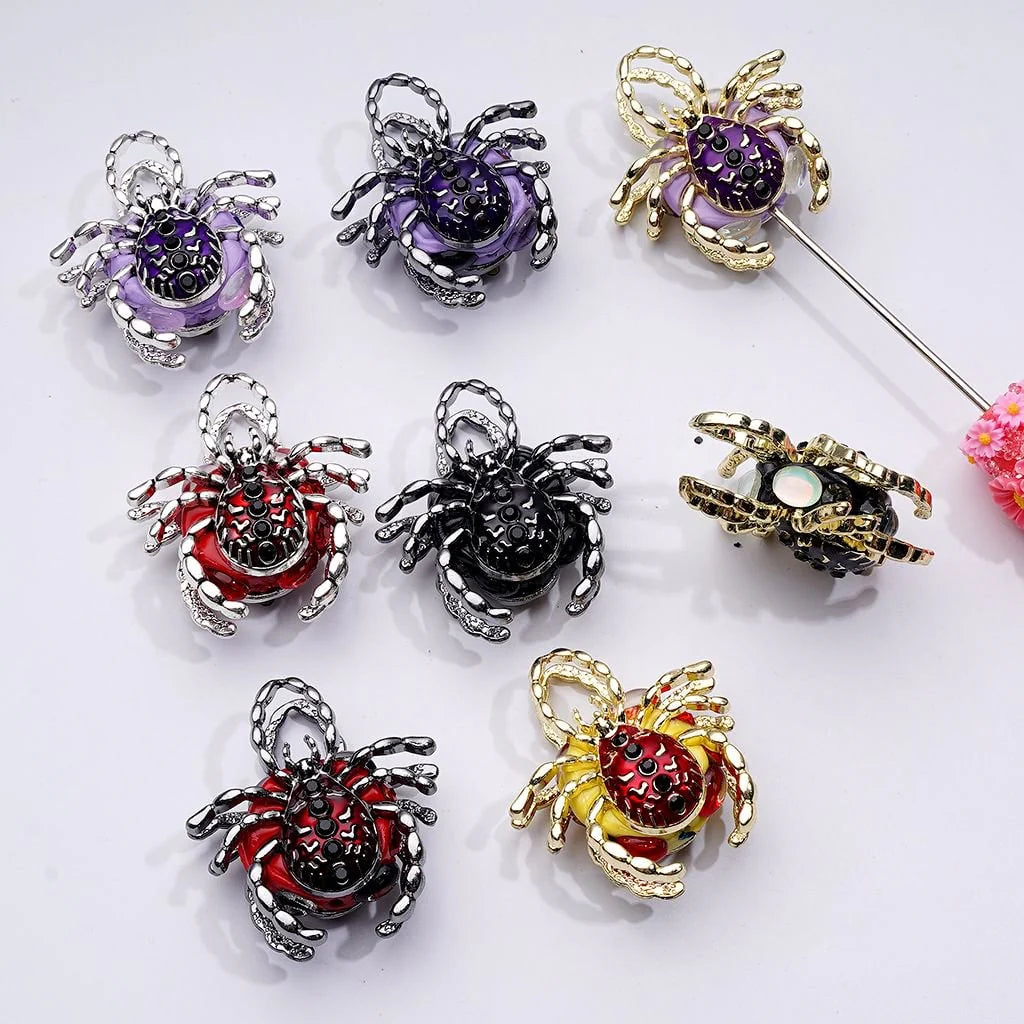 z-Bling Bling Fancy Alloy Spider with Colorful Rhinestones Clay Beads, Around 40*36*20MM