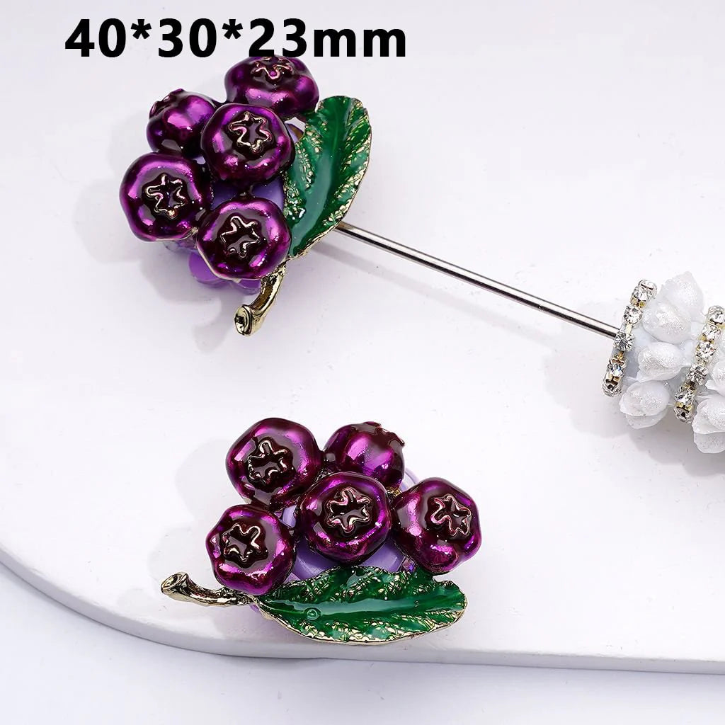 z-Cute Fancy Gold Alloy Purple Grapes with Shiny Rhinestones Cute Hearts Flowers White Pearls Round Clay Beads, Around 40*30*23MM