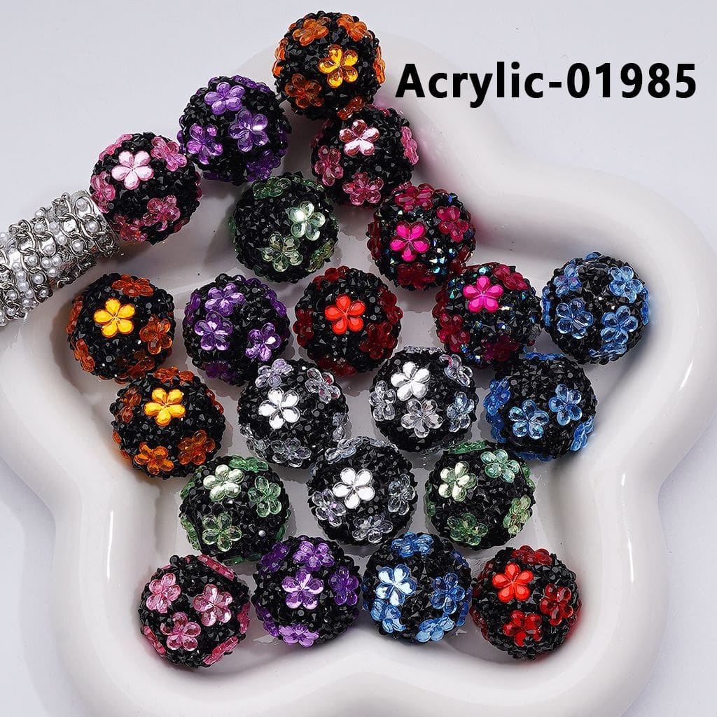 z-Cute Flowers Mini Shiny Cone Shape Rhinestones Round Acrylic Beads, 20MM, Random Mix