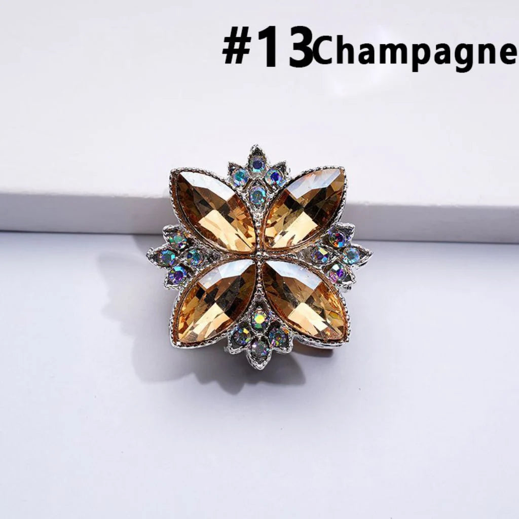 z-Silver Color Metal Beads With Bling Bling Four Leaf Clover with Colorful & AB Rhinestones, 26*26mm