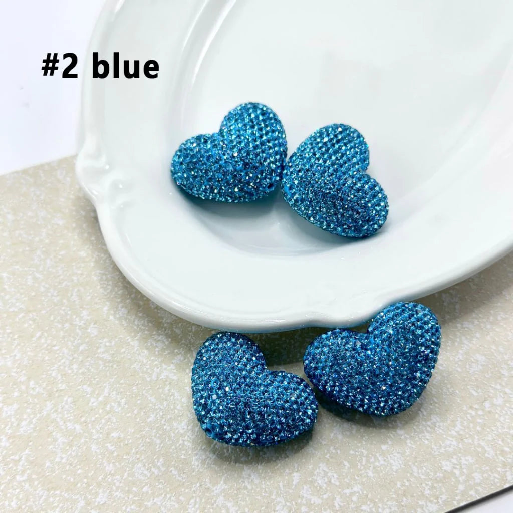 z-Bling Bling Colorful Rhinestones Heart Shape Clay Beads, 28*30MM