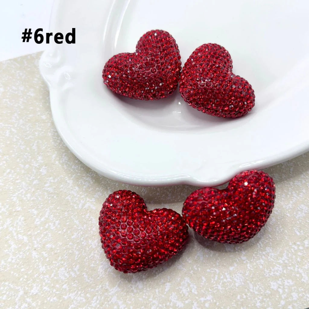 z-Bling Bling Colorful Rhinestones Heart Shape Clay Beads, 28*30MM