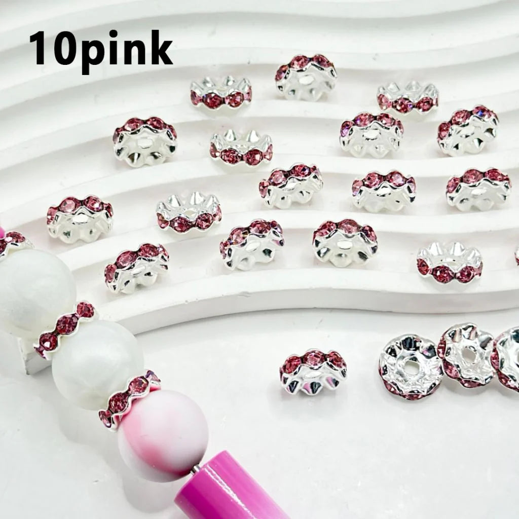 z-Crimp Beads, Metal Wave Shape Spacers with Rhinestones in Solid Colors, 15mm