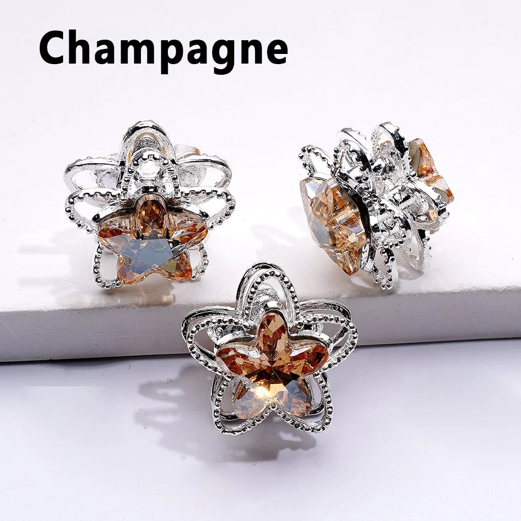 z-Exquisite Fancy Silver Alloy Five-petaled Flower Bead with Multi-Color Shiny Rhinestones, Around 19MM