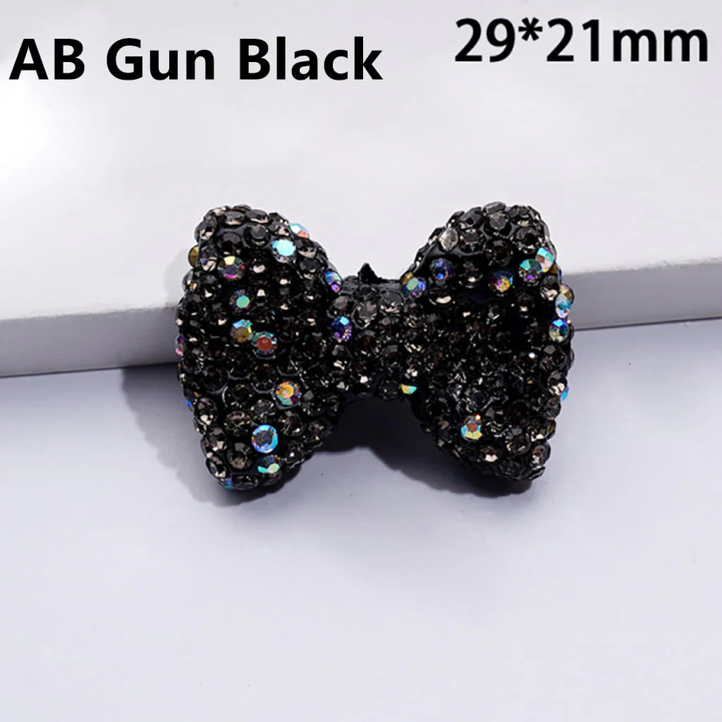 z-Bling Bling Multi-Color Bowtie Clay Beads with Shiny Rhinestones, 29*21MM