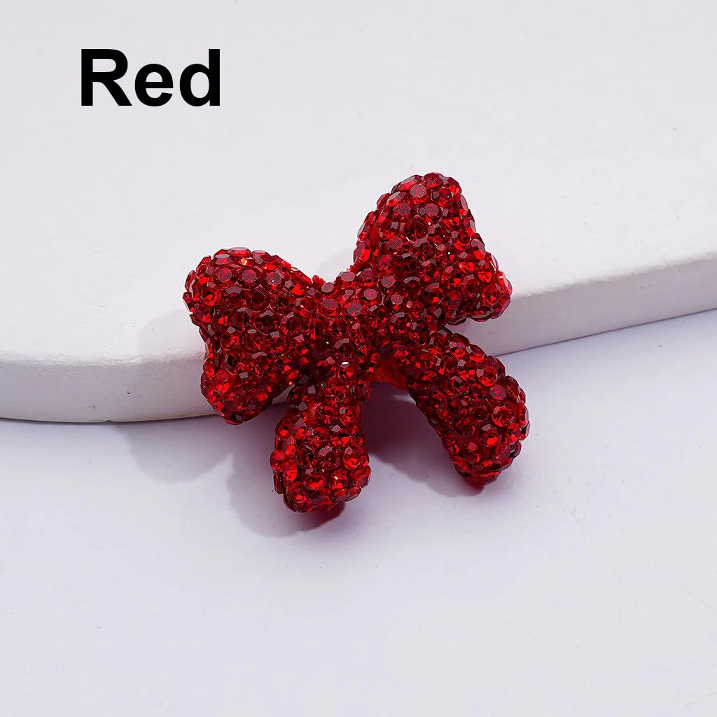 z-Multi-Color Cute Bowtie with AB Rhinestones Clay Beads, 24*26MM, Random Mix