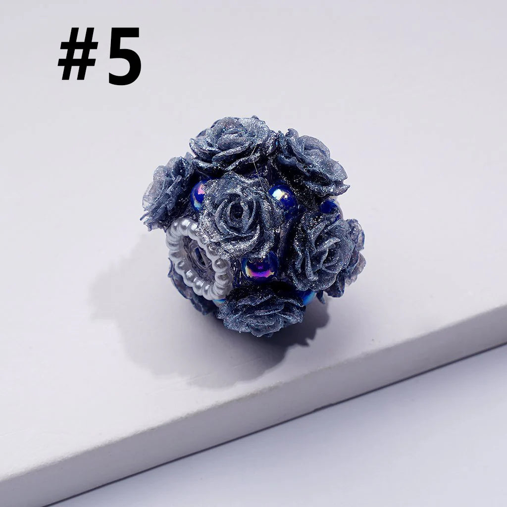 z-Delicate Bling Bling Mini Rose Flower Cute Pearls Round Sugar Acrylic Beads, Around 22MM