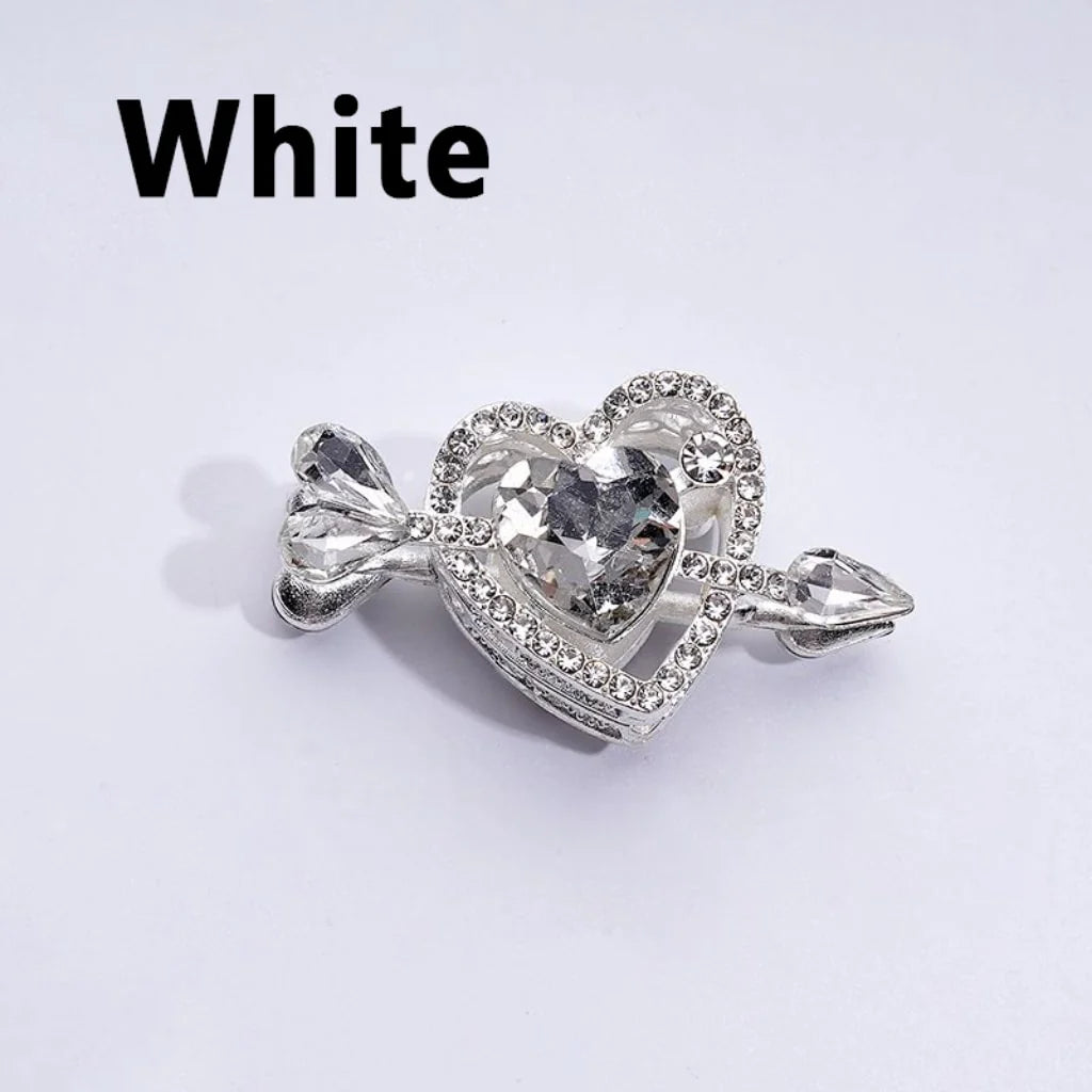 z-Silver Metal Beads Delicate Fancy Heart Arrow Pierces Multi-Color Rhinestones, Around 48*26MM