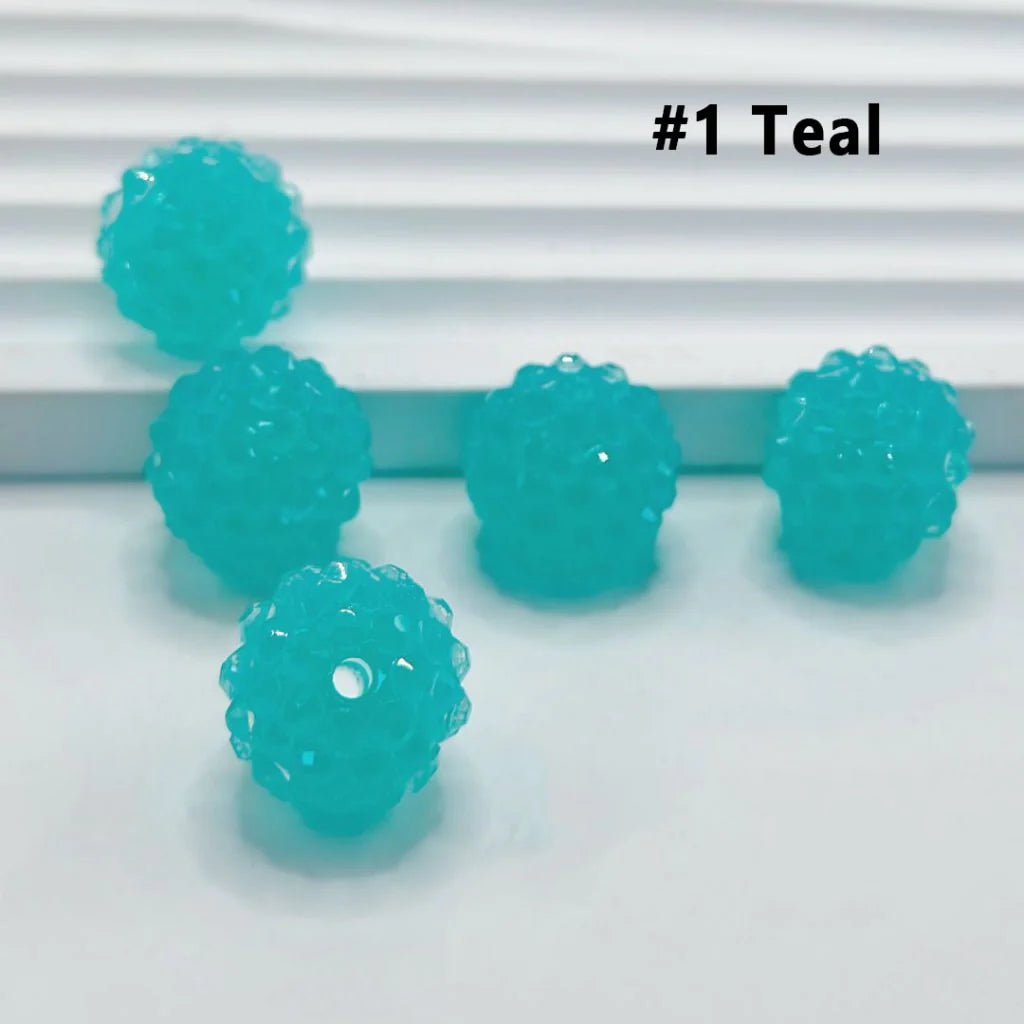 z-Translucent Jelly Candy Color Round Acrylic Rhinestone Beads, 16MM