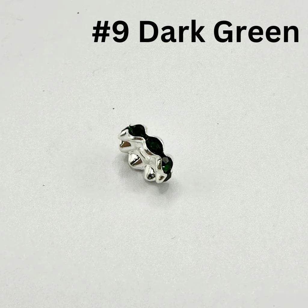 z-Metal Wavy Spacers with Rhinestones in Solid Colors, 12MM