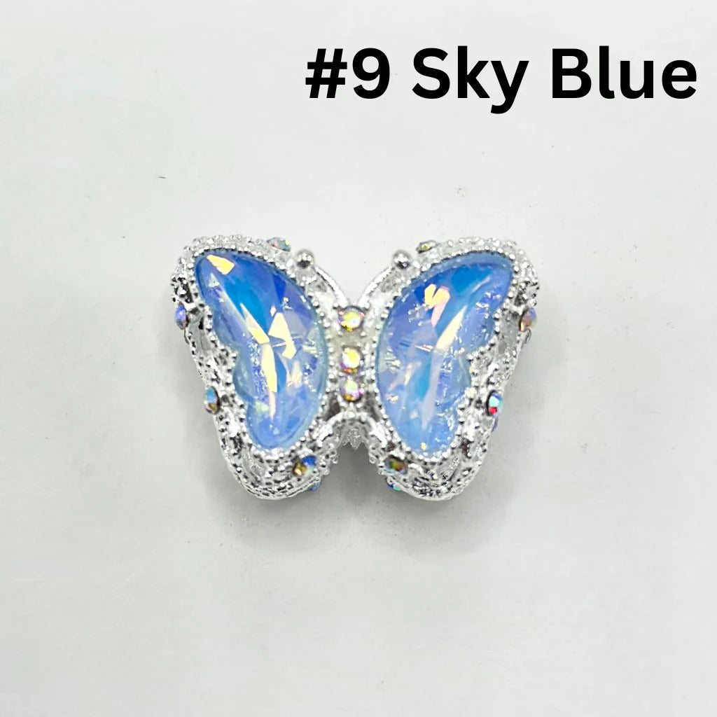 z-Multi Color Metal Beads with Fancy Alloy Hollow Sparkling Rhinestone Butterfly, 20MM by 28MM