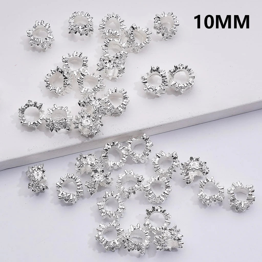 z-Gold Siver Alloy Flowers Irregual Shape Spacer Beads, 10MM