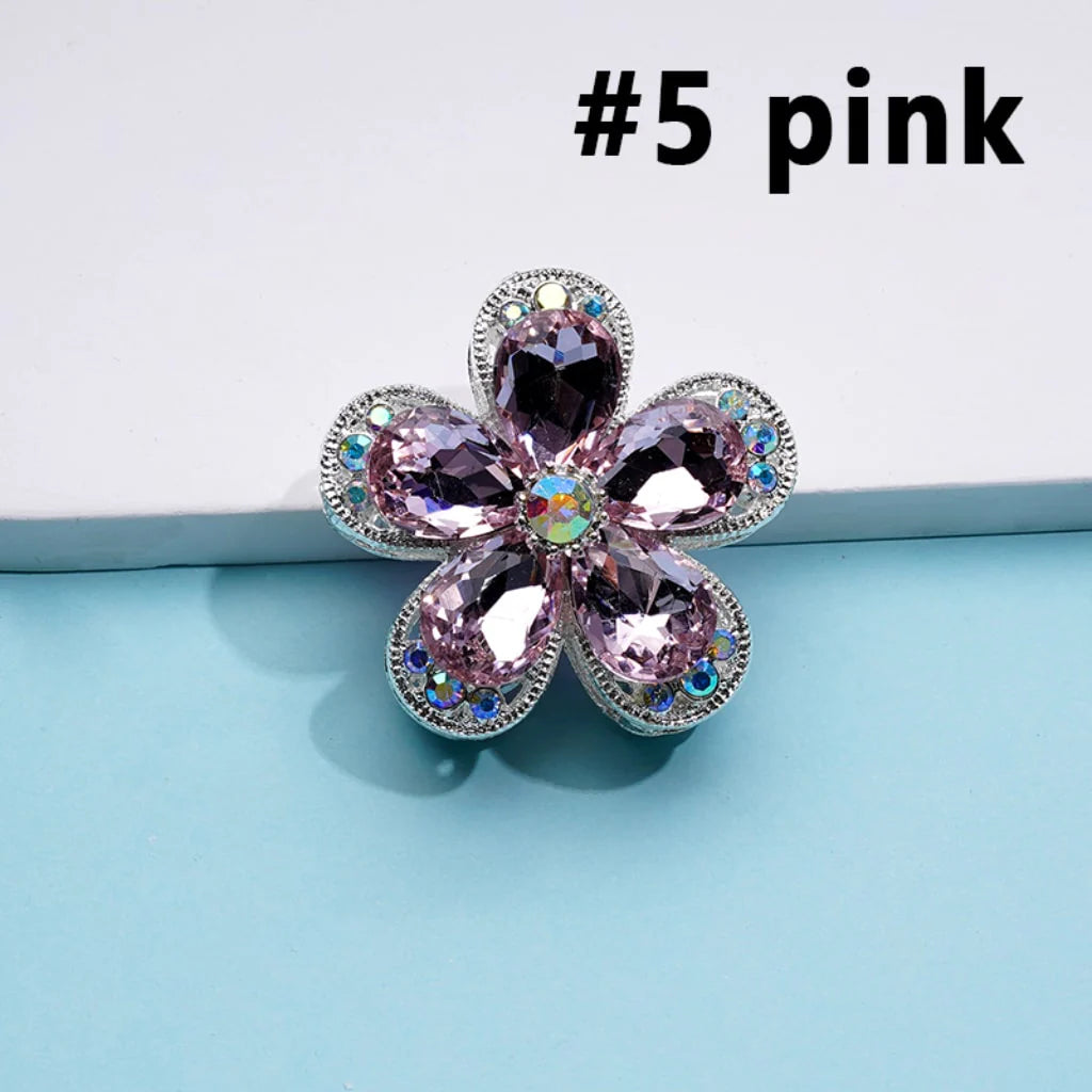 z-Silver Color Metal Beads with Five Petaled Flower with Colorful & AB Rhinestones, 38MM