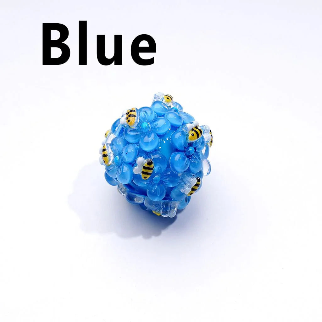 z-Mini Cute Flowers Bees Clear Rhinestones Round Acrylic Beads in Solid Color, Around 20MM