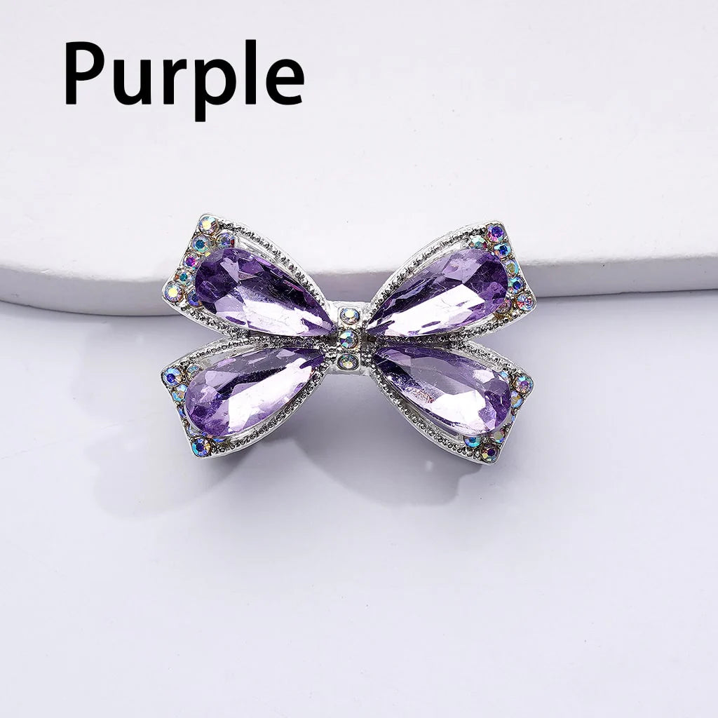 z-Silver Metal Beads with Fancy Bowtie with Shiny Rhinestones, 24*38MM