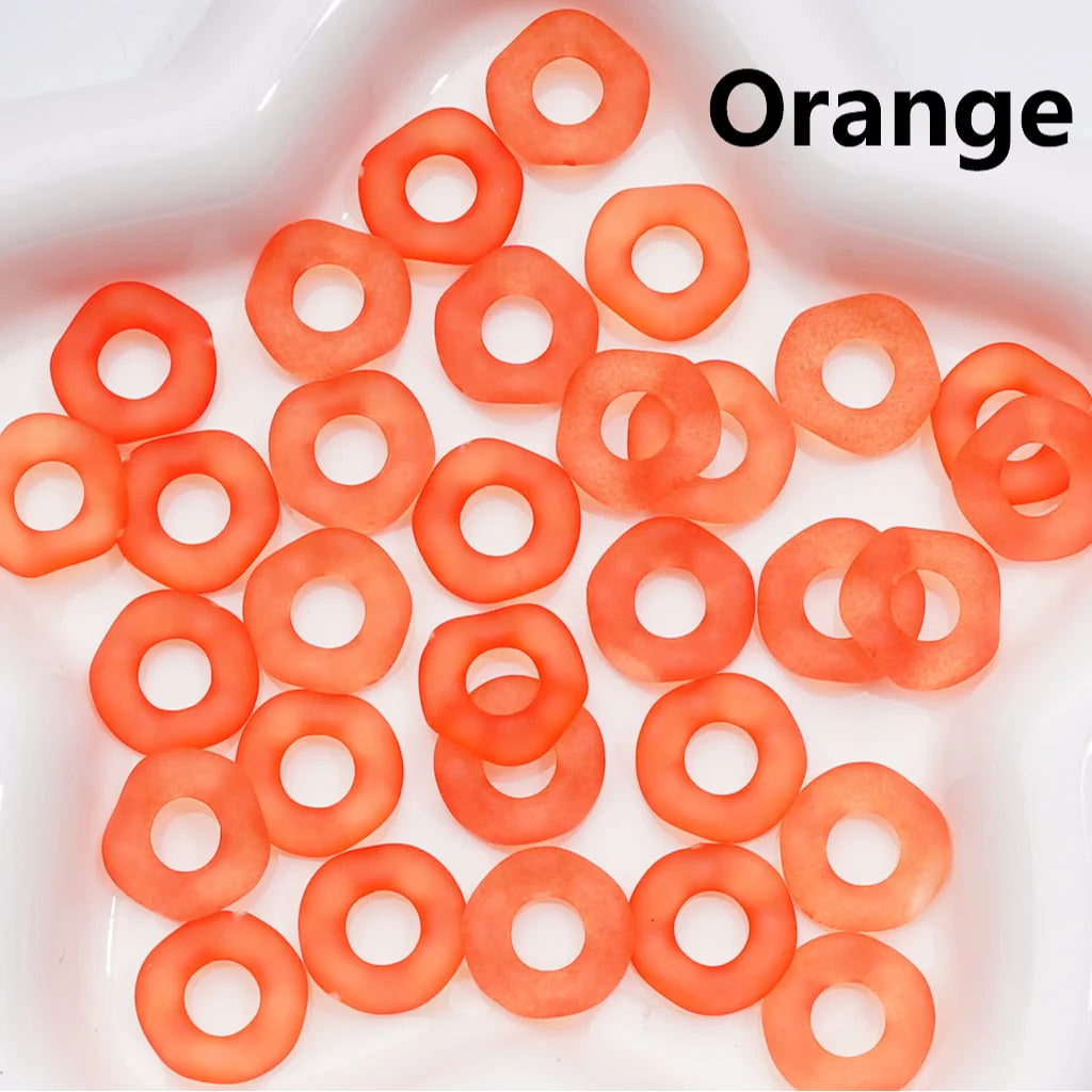 z-Multi-Color Translucent Frosted Large Hole Wavy Shape Acrylic Spacer Beads, 16MM (Single Color is only available for 500pcs(Whole bag))