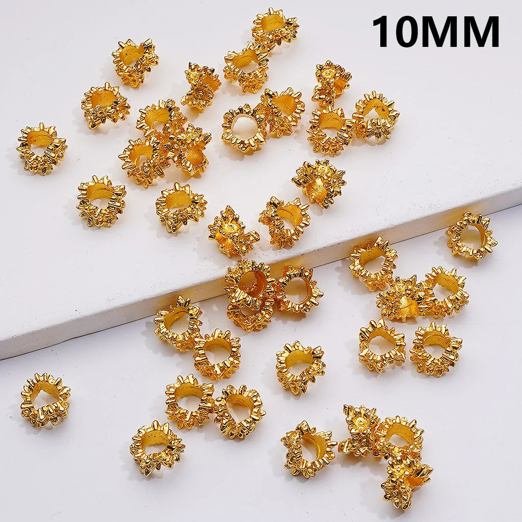 z-Gold Siver Alloy Flowers Irregual Shape Spacer Beads, 10MM