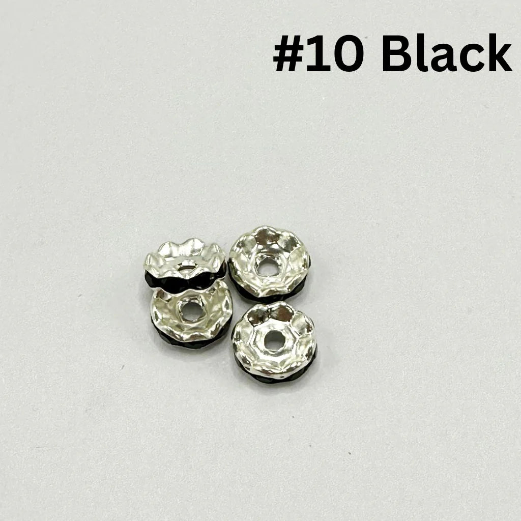 z-Crimp Beads, Metal Wavy Shape Spacers with Rhinestones in Solid Colors, 10mm