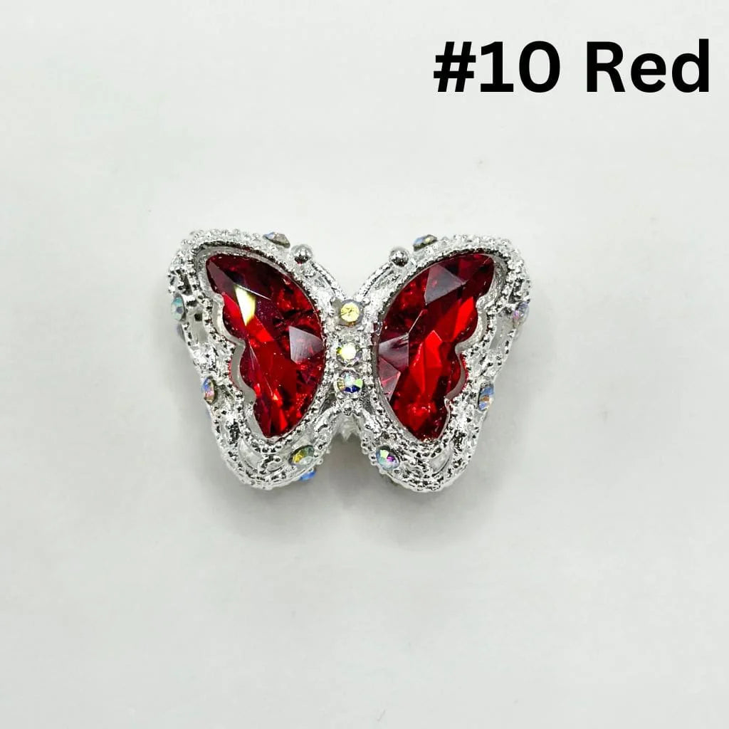 z-Multi Color Metal Beads with Fancy Alloy Hollow Sparkling Rhinestone Butterfly, 20MM by 28MM