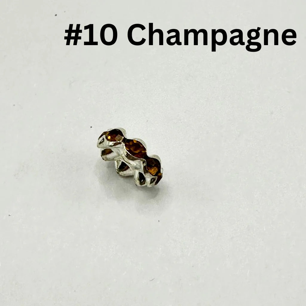 z-Metal Wavy Spacers with Rhinestones in Solid Colors, 12MM