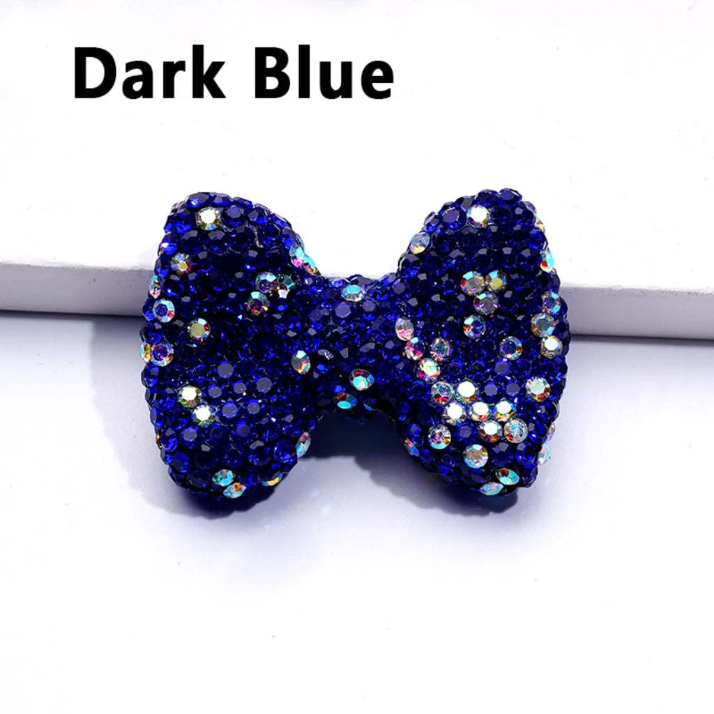 z-Bling Bling Multi-Color Bowtie Clay Beads with Shiny Rhinestones, 28*40MM