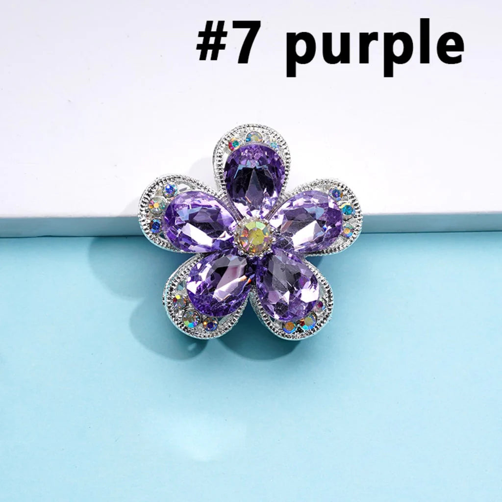 z-Silver Color Metal Beads with Five Petaled Flower with Colorful & AB Rhinestones, 38MM