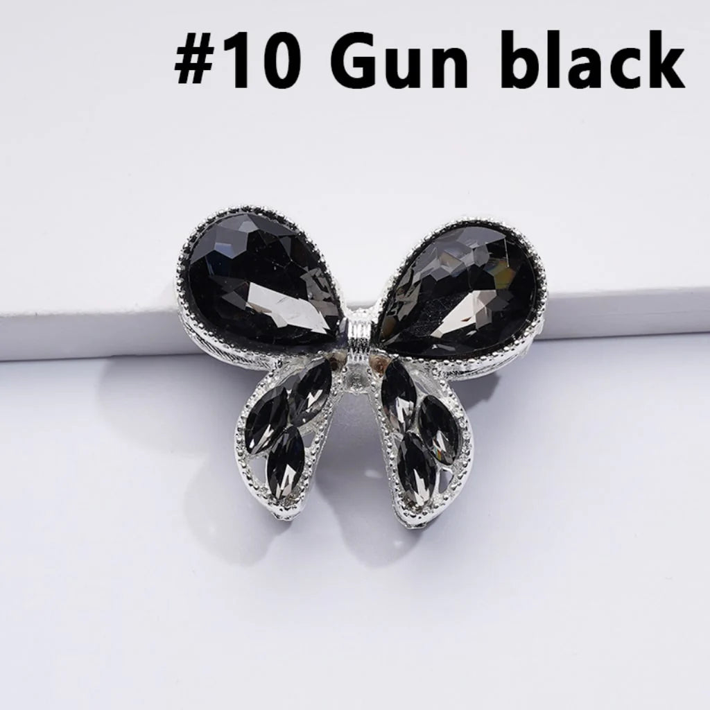 z-Silver Metal Beads with Delicate Fancy Bowtie and Colorful Shiny Rhinestones 31×26MM