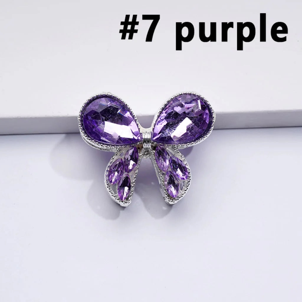 z-Silver Metal Beads with Delicate Fancy Bowtie and Colorful Shiny Rhinestones 31×26MM