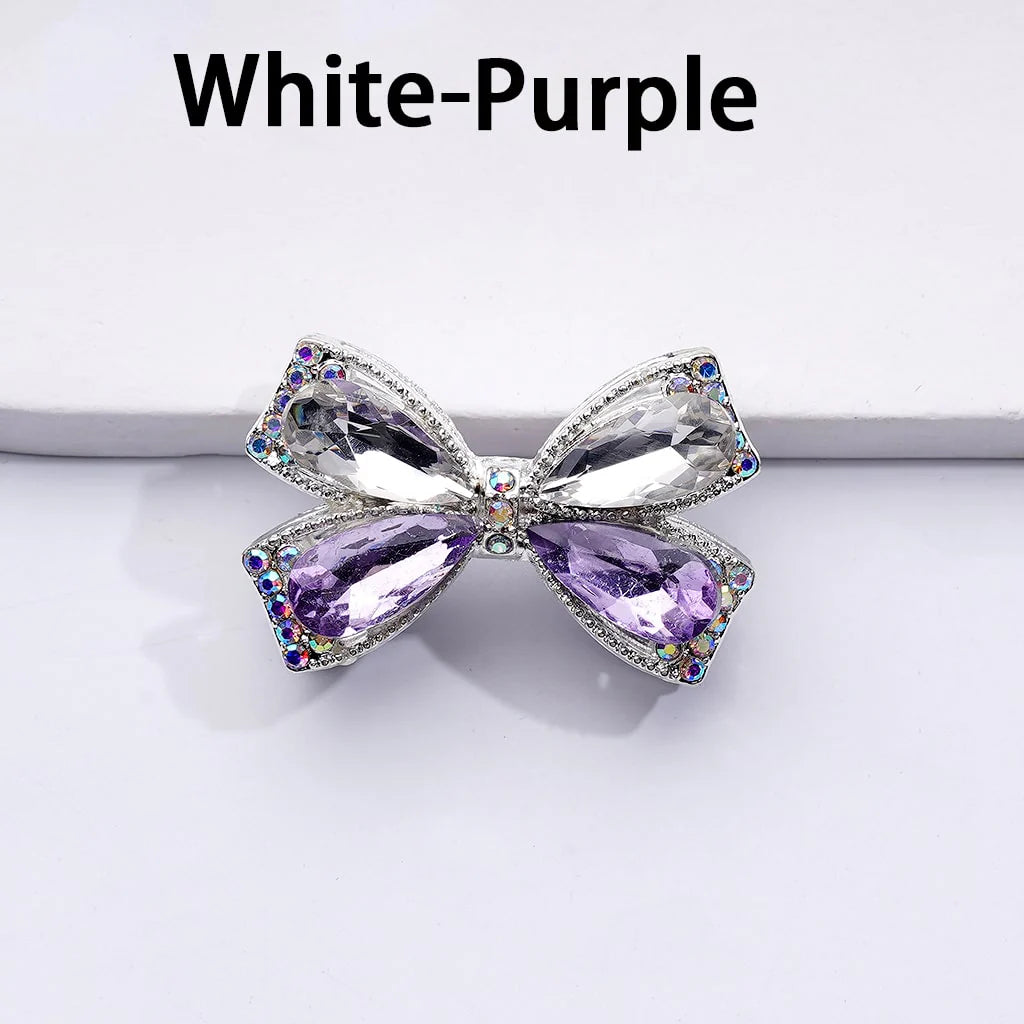 z-Silver Metal Beads with Fancy Bowtie with Shiny Rhinestones, 24*38MM