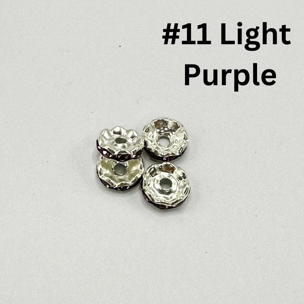 z-Metal Wavy Spacers with Rhinestones in Solid Colors, 12MM