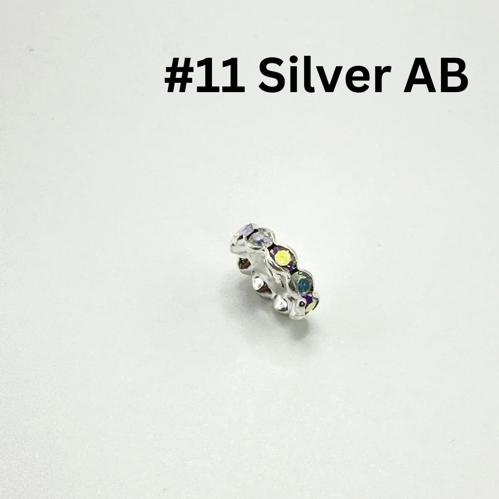 z-Crimp Beads, Metal Wave Shape Spacers with Rhinestones in Solid Colors, 15mm